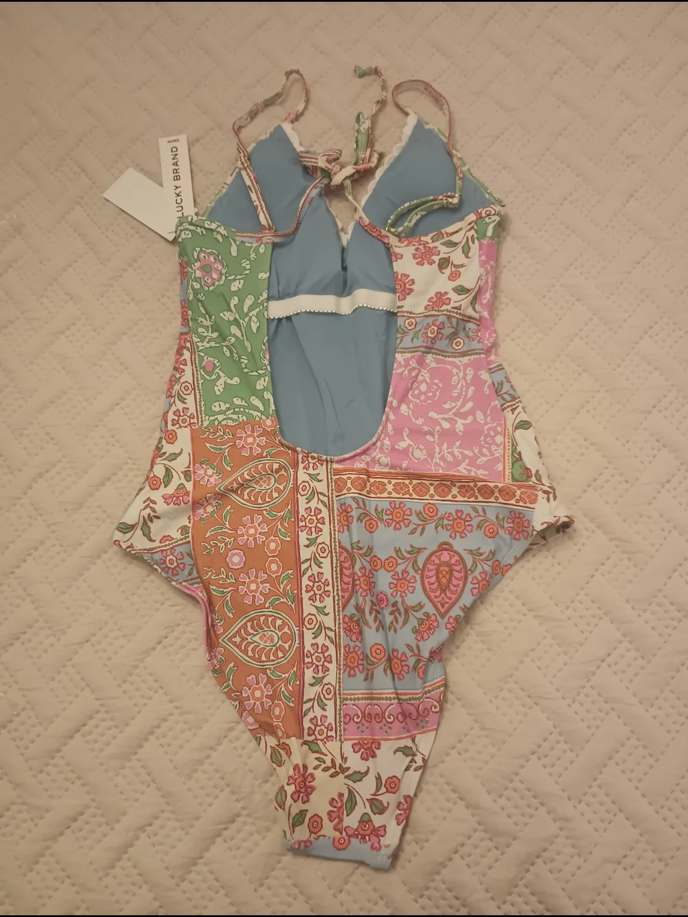 Lucky Brand Patchwork One-Piece Swimsuit M